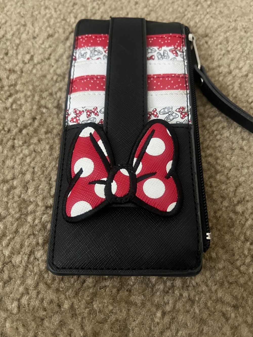 Disney Black Zip-Around Wristlet Wallet with ID Window